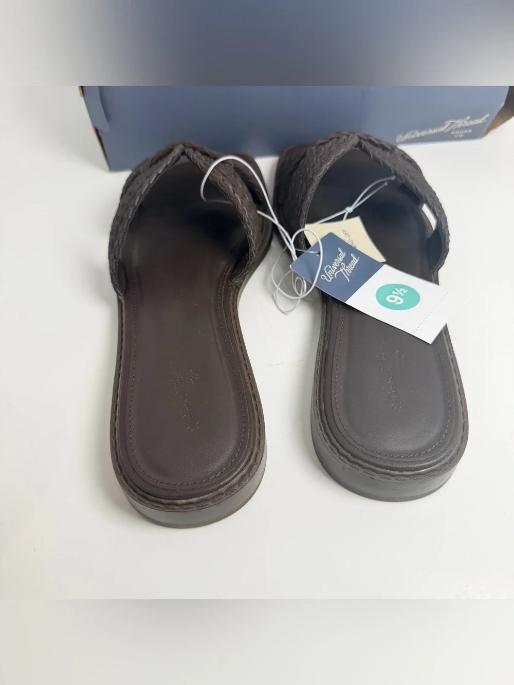 Universal Thread Braided Slide Sandals in Dark Brown
